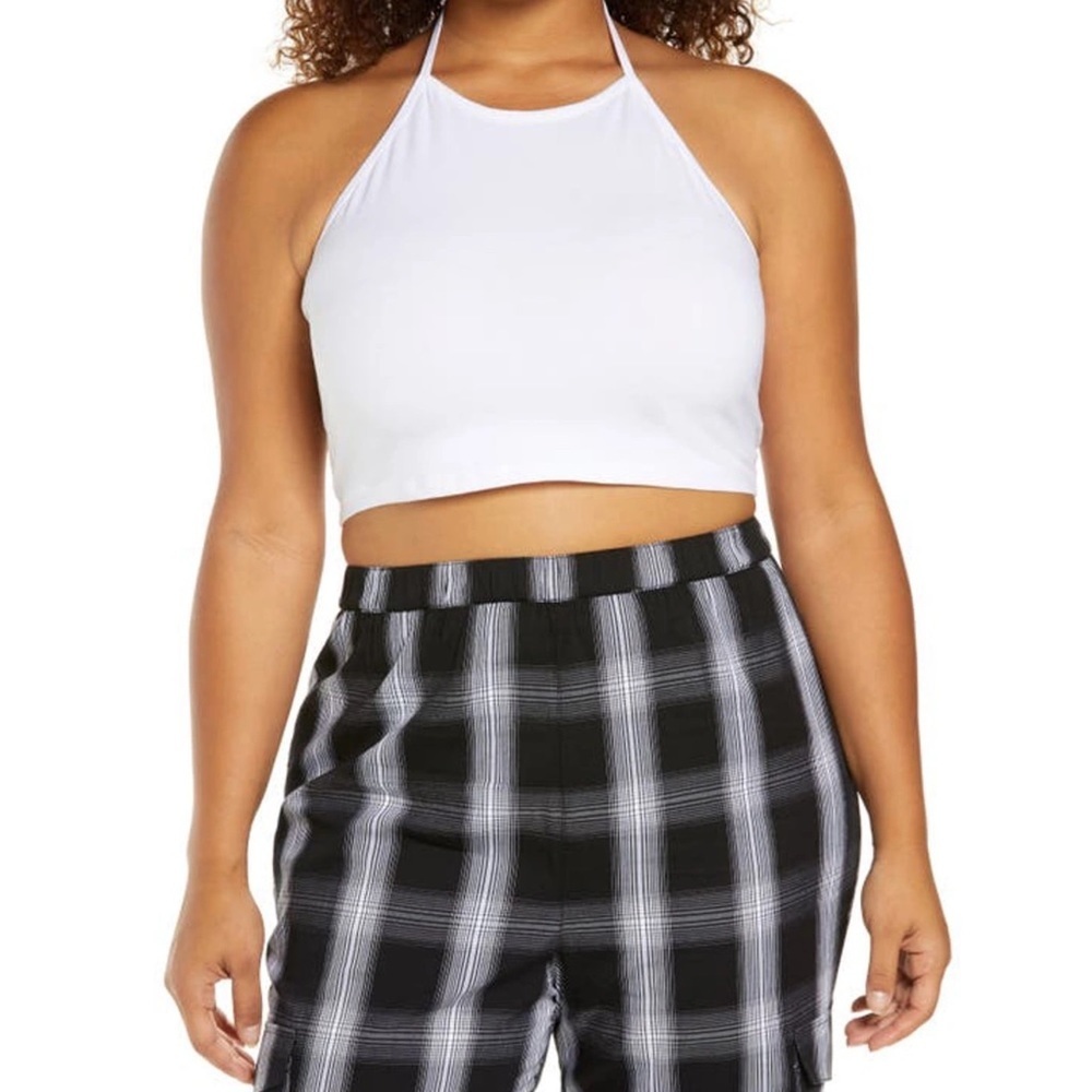 NEW Nordstrom BP White Halter Top Size Medium Layering Minimalist Basic Size 1X